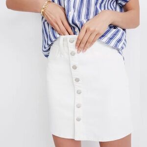 ⚡️Madewell White Button-Front Denim Mini Skirt